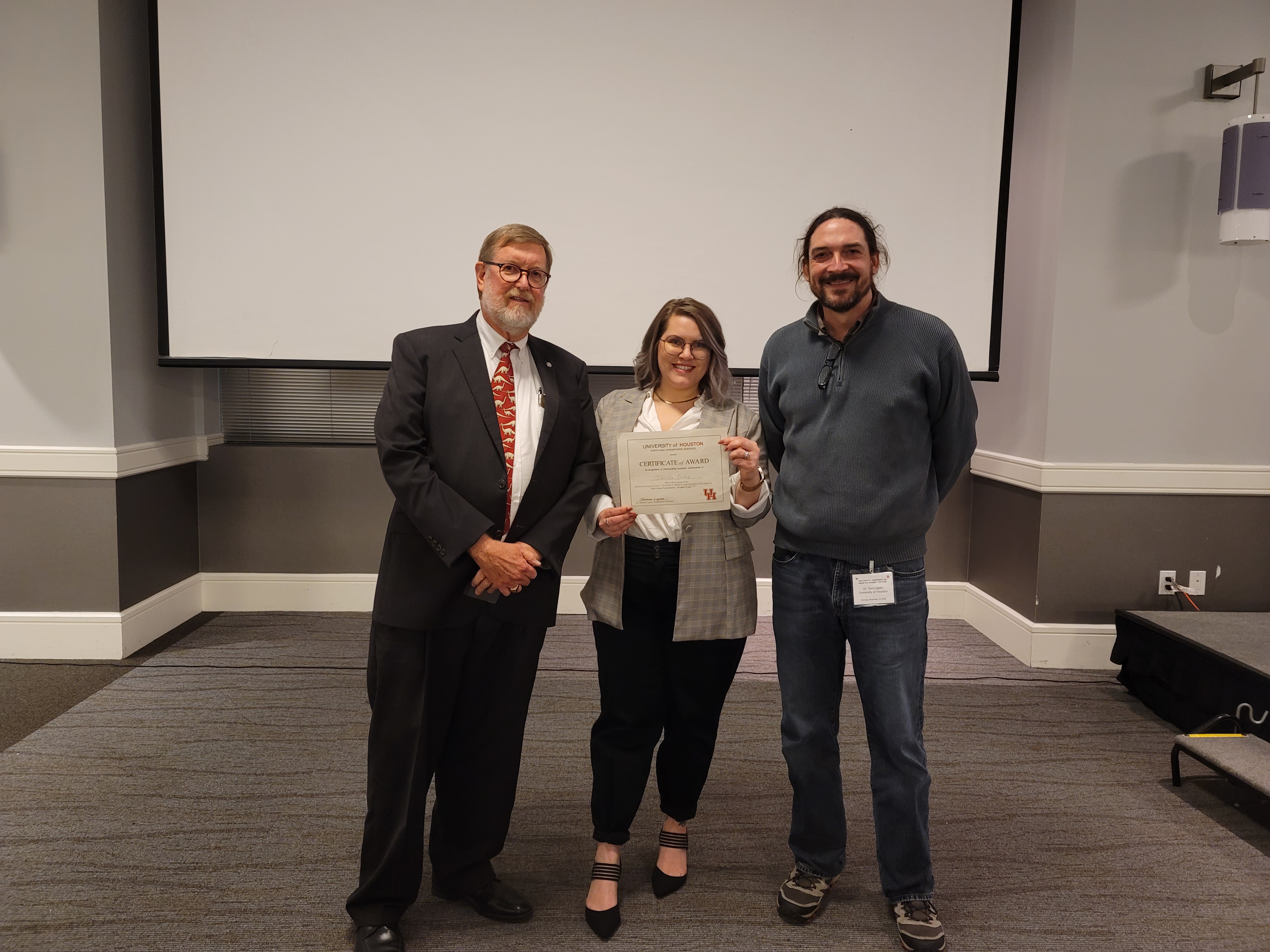 PhD student Daniella Easley wins 1st place in the Advanced PhD category at this year's HGS/EAS Sheriff Lecture