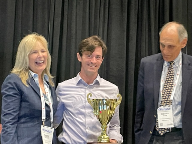 Cindy Yeilding (BP America, retired), Jon Rotzien (UH adjunct) and Richard Sears (Stanford) receiving an award for their leadership and editing of the volume Deepwater Sedimentary Systems at the IMAGE meeting, August 2022. Paul Mann and Nahid Hasan contributed two papers to this volume. 