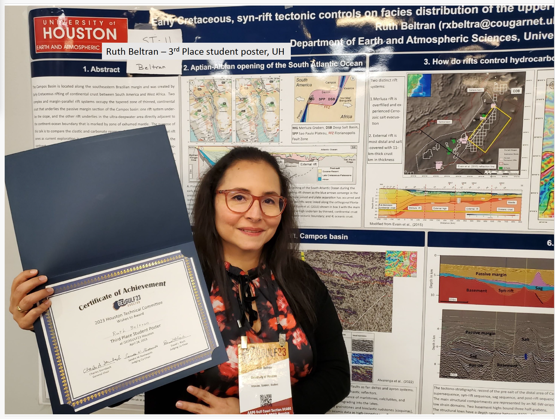Ruth Beltran wins 3rd Place in the Student Poster Competition at GeoGulf23