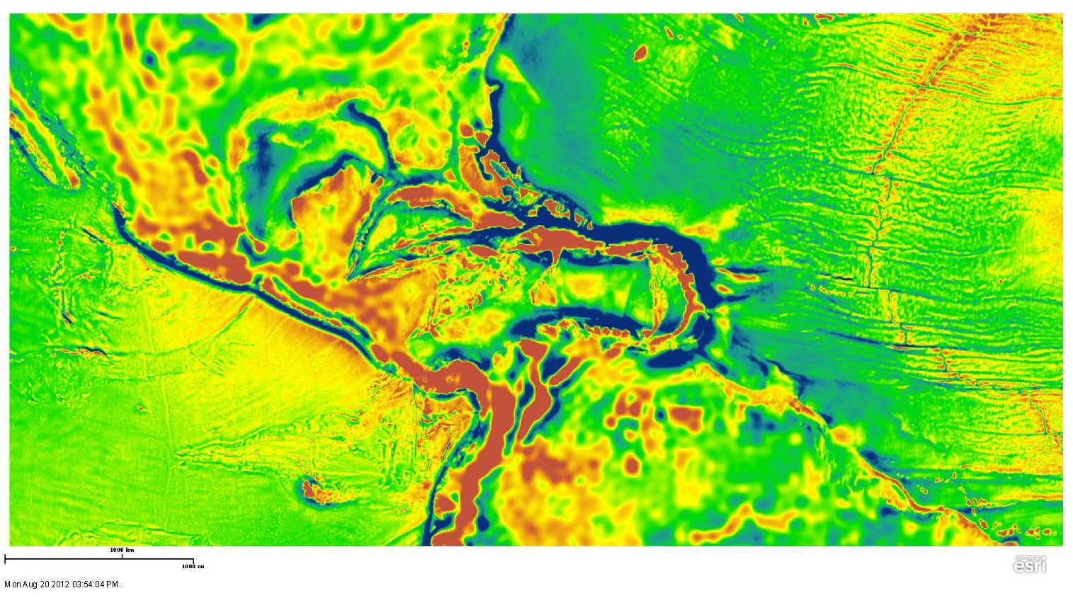 Topography and Bathymetry of the Caribbean and Northern South American Region (Caribbean Basins, Tectonics,
and Hydrocarbons Project, 2011